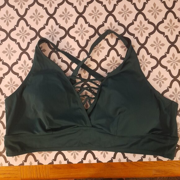 Dark Green Torrid Size 3 Wireless XO Triangle Bikini Swim Top - Picture 1 of 4